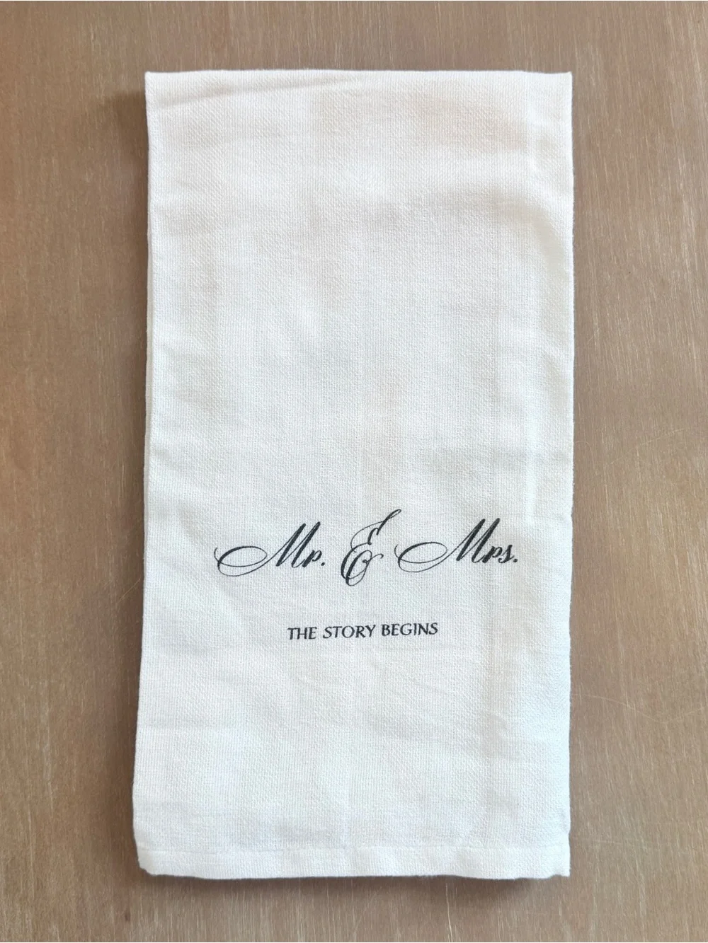 Mr. & Mrs. “The Story Begins” Tea Towel
